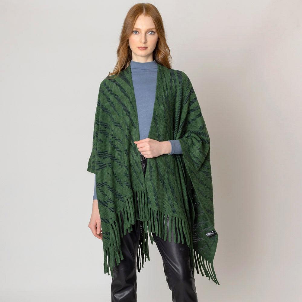 Green Zebra Patterned Crochet Poncho - Jewelry Store by Erik Rayo