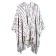 Load image into Gallery viewer, Ivory Zebra Patterned Crochet Poncho
