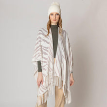 Load image into Gallery viewer, Ivory Zebra Patterned Crochet Poncho
