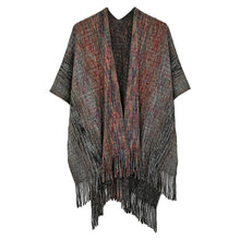 Load image into Gallery viewer, Black Multi Colored Metallic Knit Ruana Poncho
