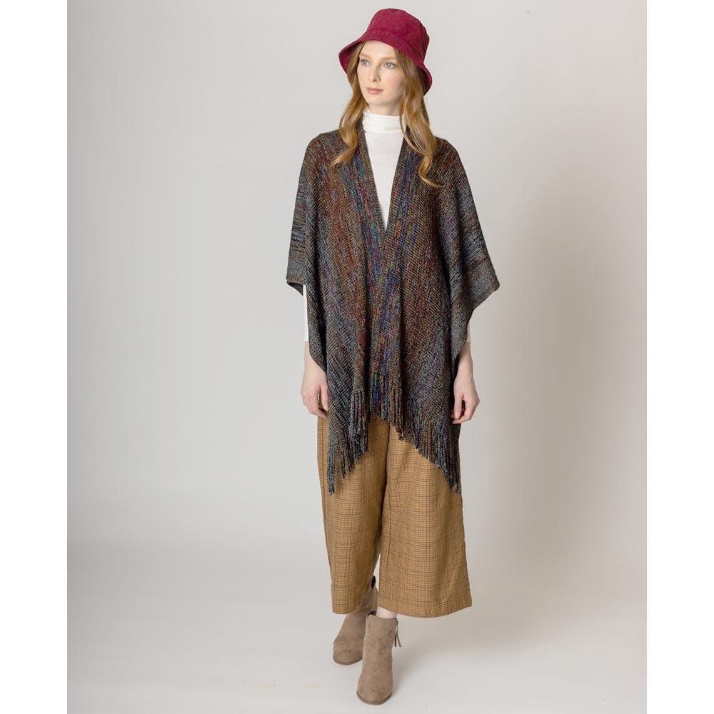 Black Multi Colored Metallic Knit Ruana Poncho - Jewelry Store by Erik Rayo