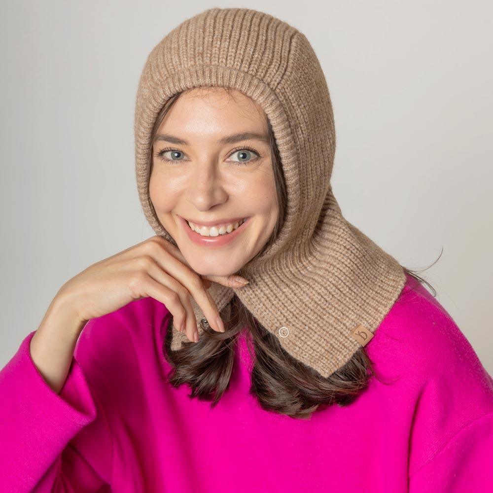 Camel Buttoned Snood Hat - Jewelry Store by Erik Rayo
