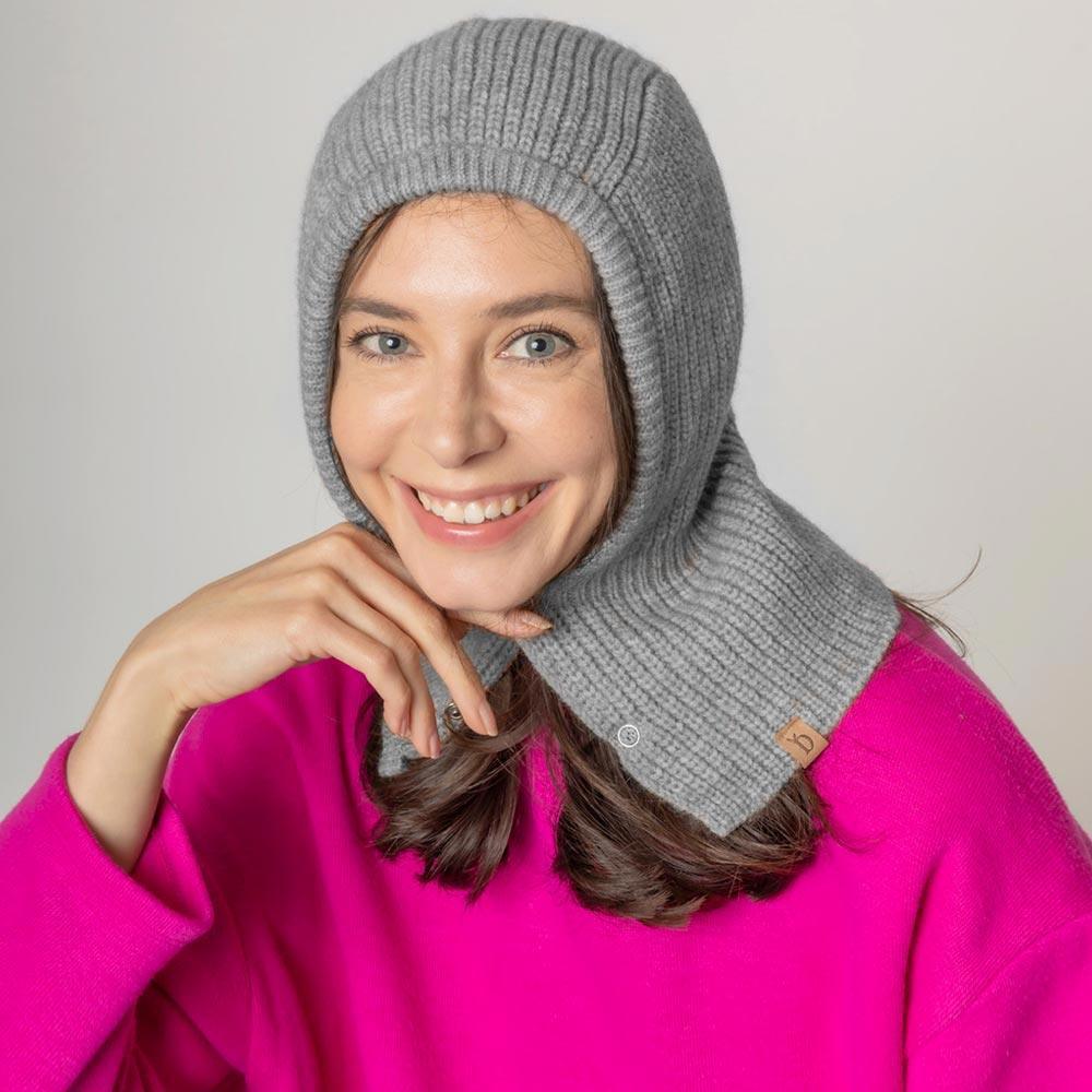 Gray Buttoned Snood Hat - Jewelry Store by Erik Rayo