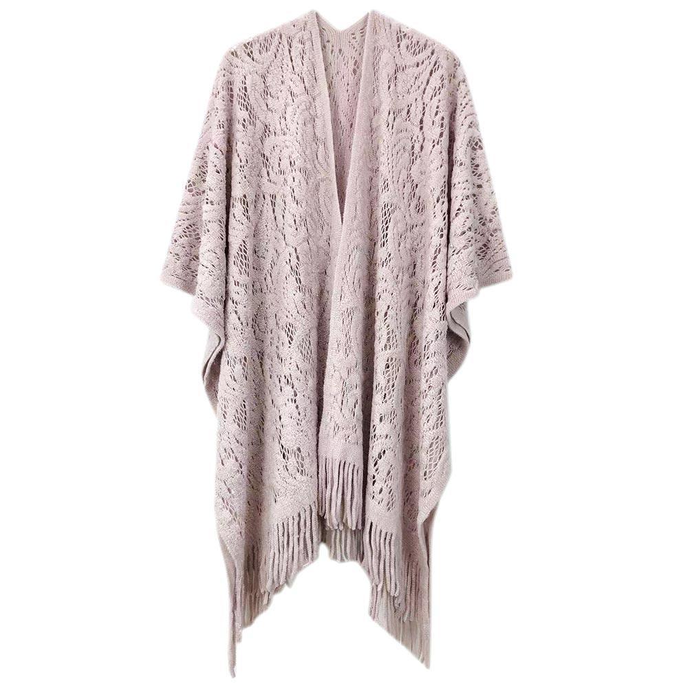 Pink Floral Solid Crochet Ruana Poncho - Jewelry Store by Erik Rayo