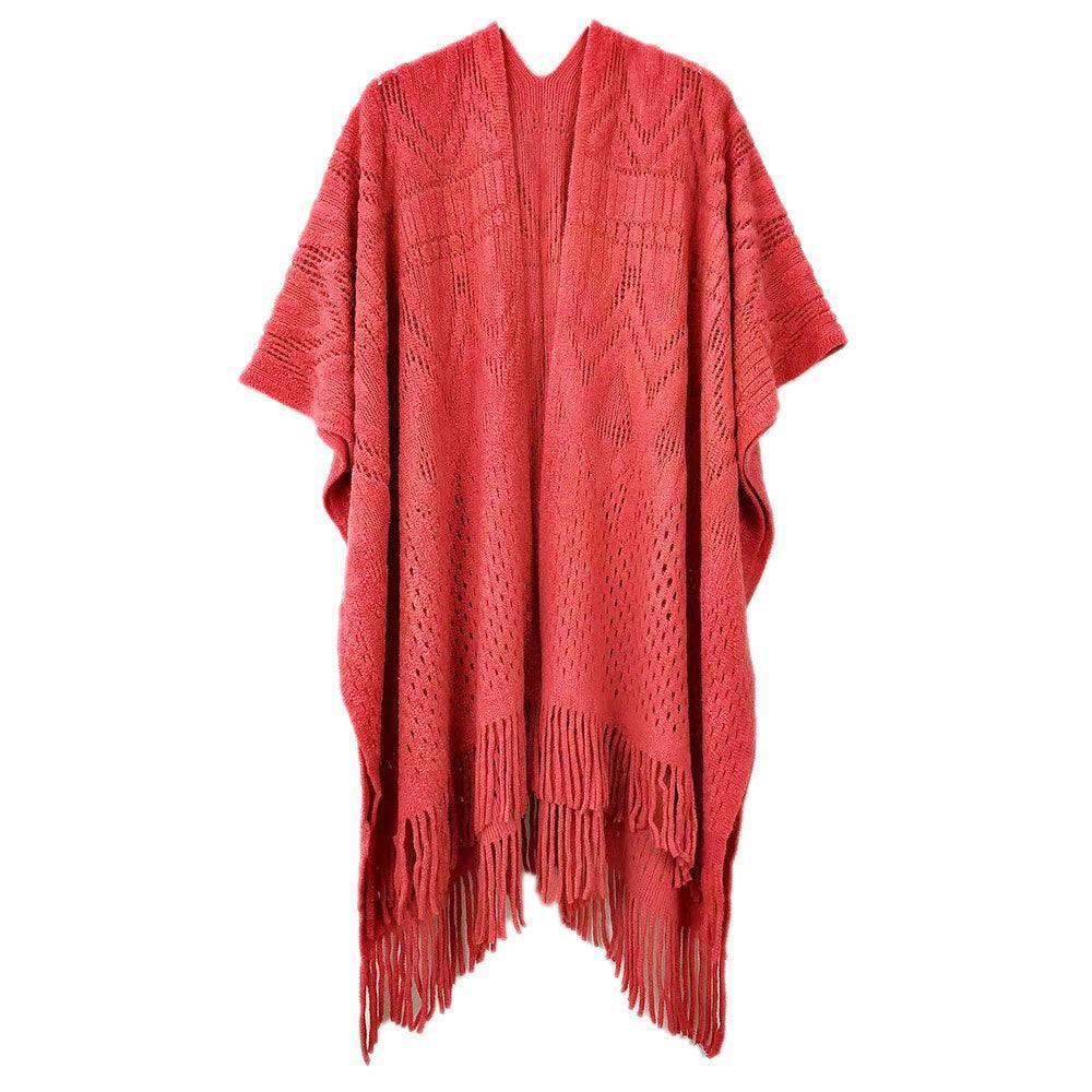 Coral Cut Out Detailed Ruana Poncho - Jewelry Store by Erik Rayo