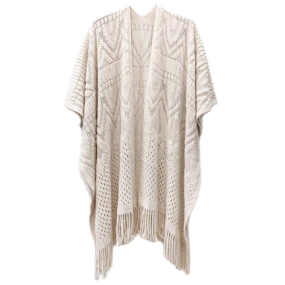 Ivory Cut Out Detailed Ruana Poncho - Jewelry Store by Erik Rayo