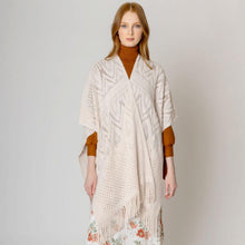 Load image into Gallery viewer, Ivory Cut Out Detailed Ruana Poncho
