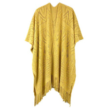 Load image into Gallery viewer, Yellow Cut Out Detailed Ruana Poncho
