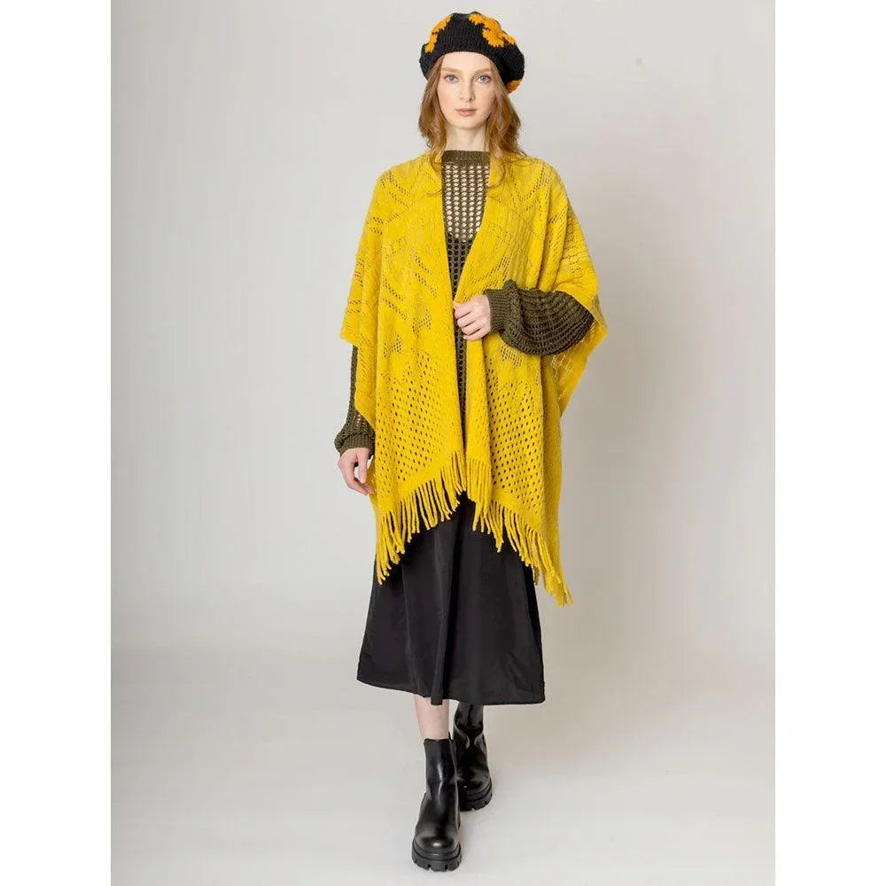 Yellow Cut Out Detailed Ruana Poncho - Jewelry Store by Erik Rayo