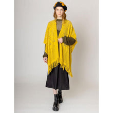 Load image into Gallery viewer, Yellow Cut Out Detailed Ruana Poncho
