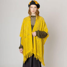 Load image into Gallery viewer, Yellow Cut Out Detailed Ruana Poncho
