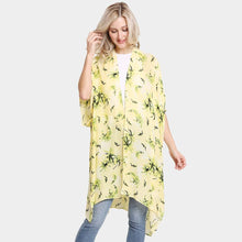 Load image into Gallery viewer, Yellow Floral Printed Cover Up Kimono Poncho
