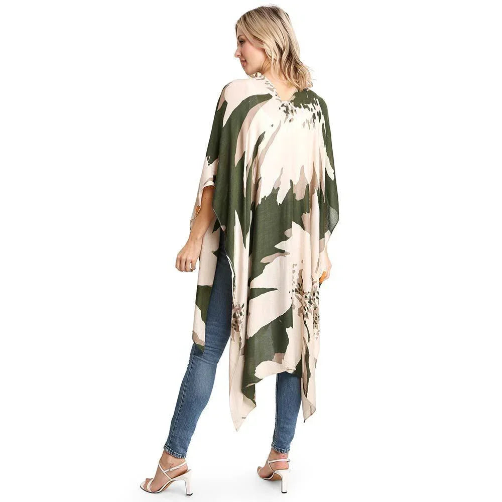 Green Camouflage Patterned Cover Up Kimono Poncho - Jewelry Store by Erik Rayo