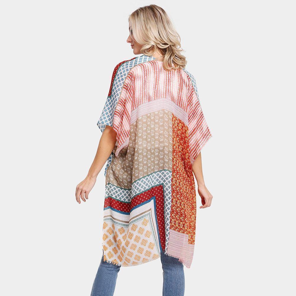 Multi Patterned Cover Up Kimono Poncho - Jewelry Store by Erik Rayo