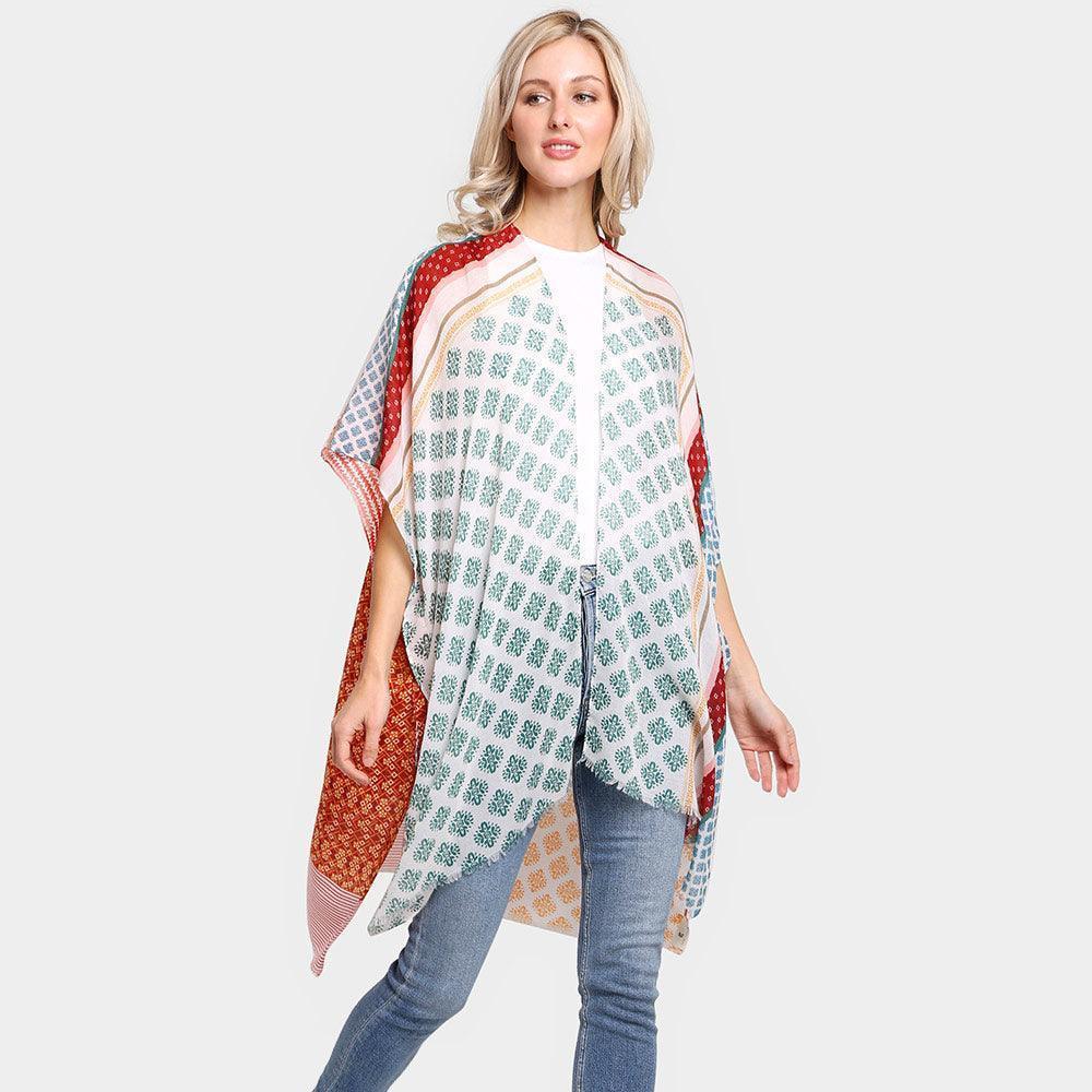 Multi Patterned Cover Up Kimono Poncho - Jewelry Store by Erik Rayo