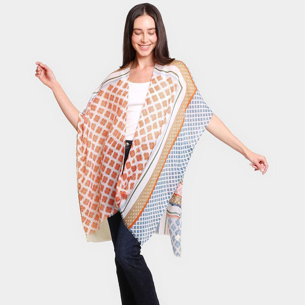 Multi Patterned Cover Up Kimono Poncho - Jewelry Store by Erik Rayo