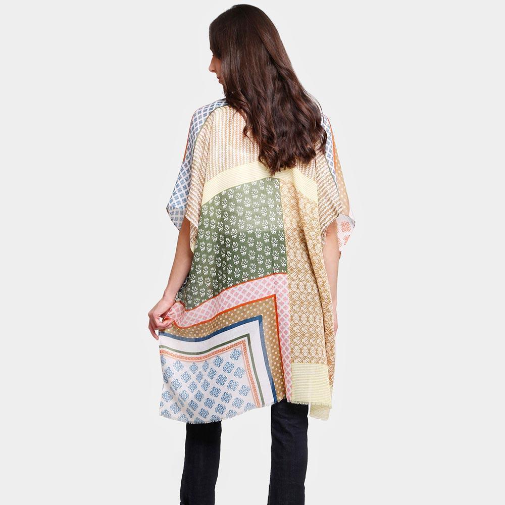 Multi Patterned Cover Up Kimono Poncho - Jewelry Store by Erik Rayo