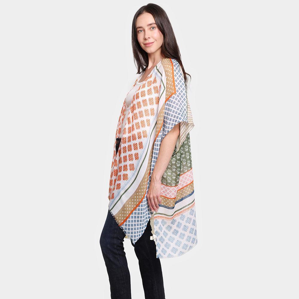 Multi Patterned Cover Up Kimono Poncho - Jewelry Store by Erik Rayo