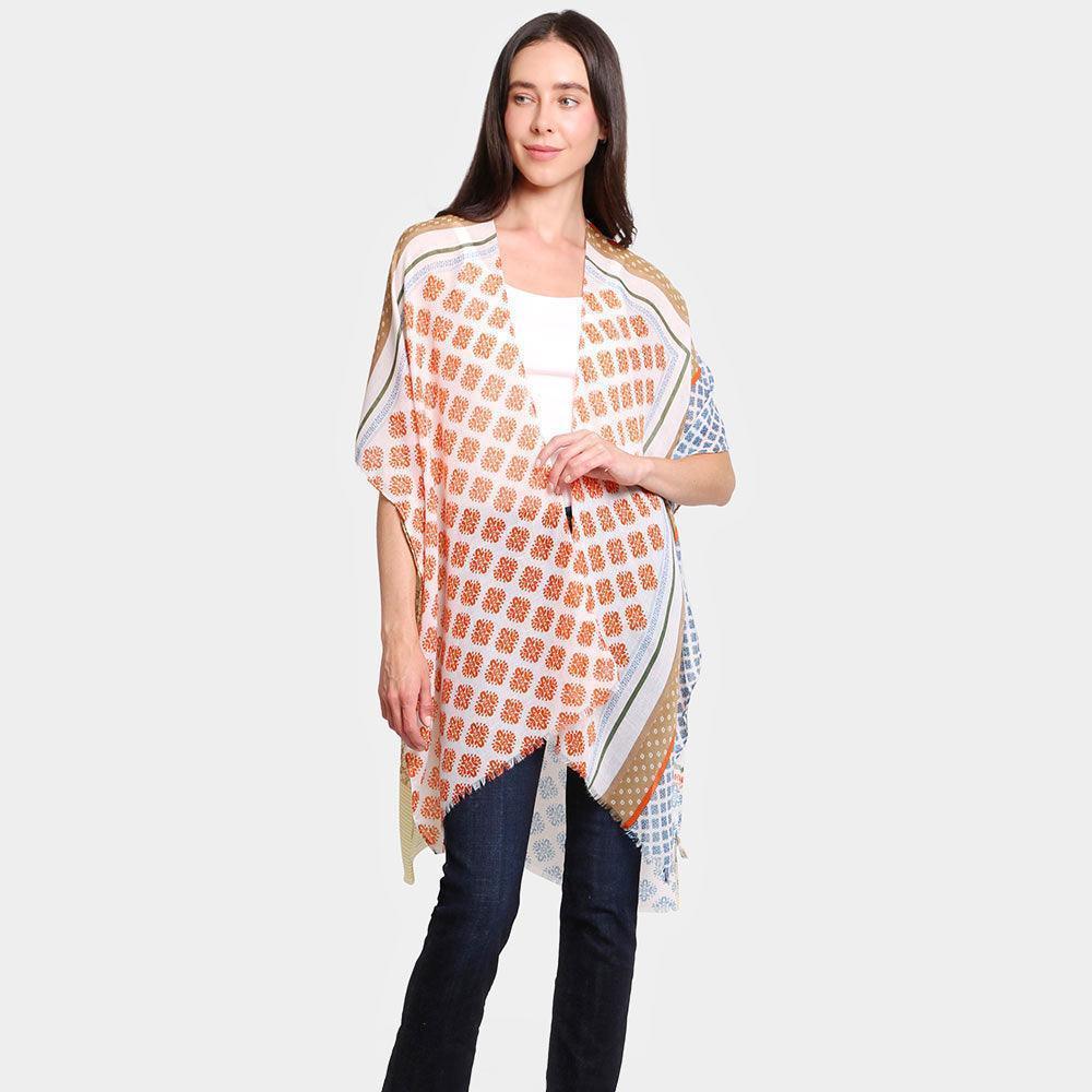 Multi Patterned Cover Up Kimono Poncho - Jewelry Store by Erik Rayo