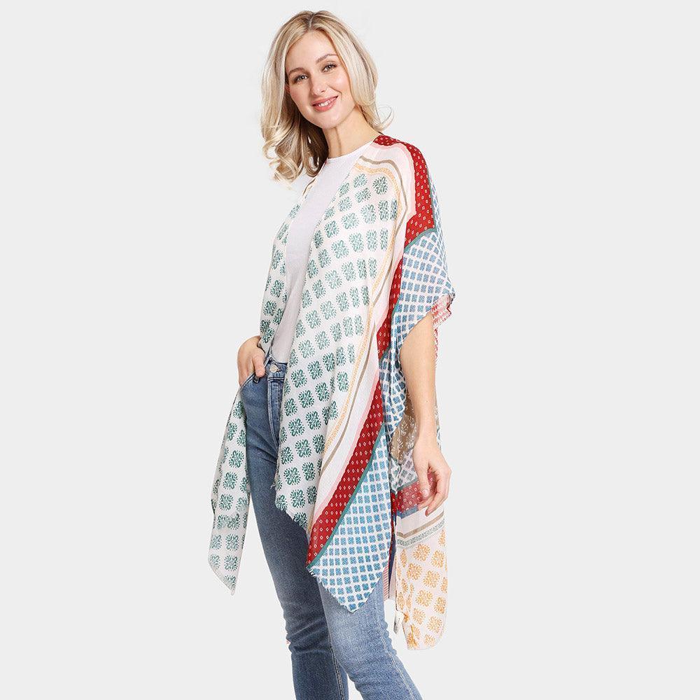 Multi Patterned Cover Up Kimono Poncho - Jewelry Store by Erik Rayo