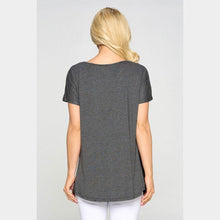 Load image into Gallery viewer, Gray Short Sleeve Color Block Top
