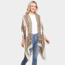 Load image into Gallery viewer, Beige Multi Patterned Cover Up Kimono Poncho
