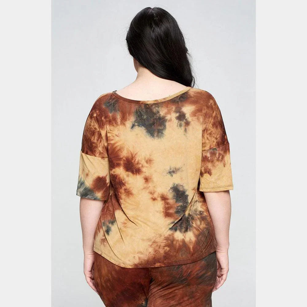 Charcoal Tie Dye Print Dropped Shoulder T-Shirts - Jewelry Store by Erik Rayo