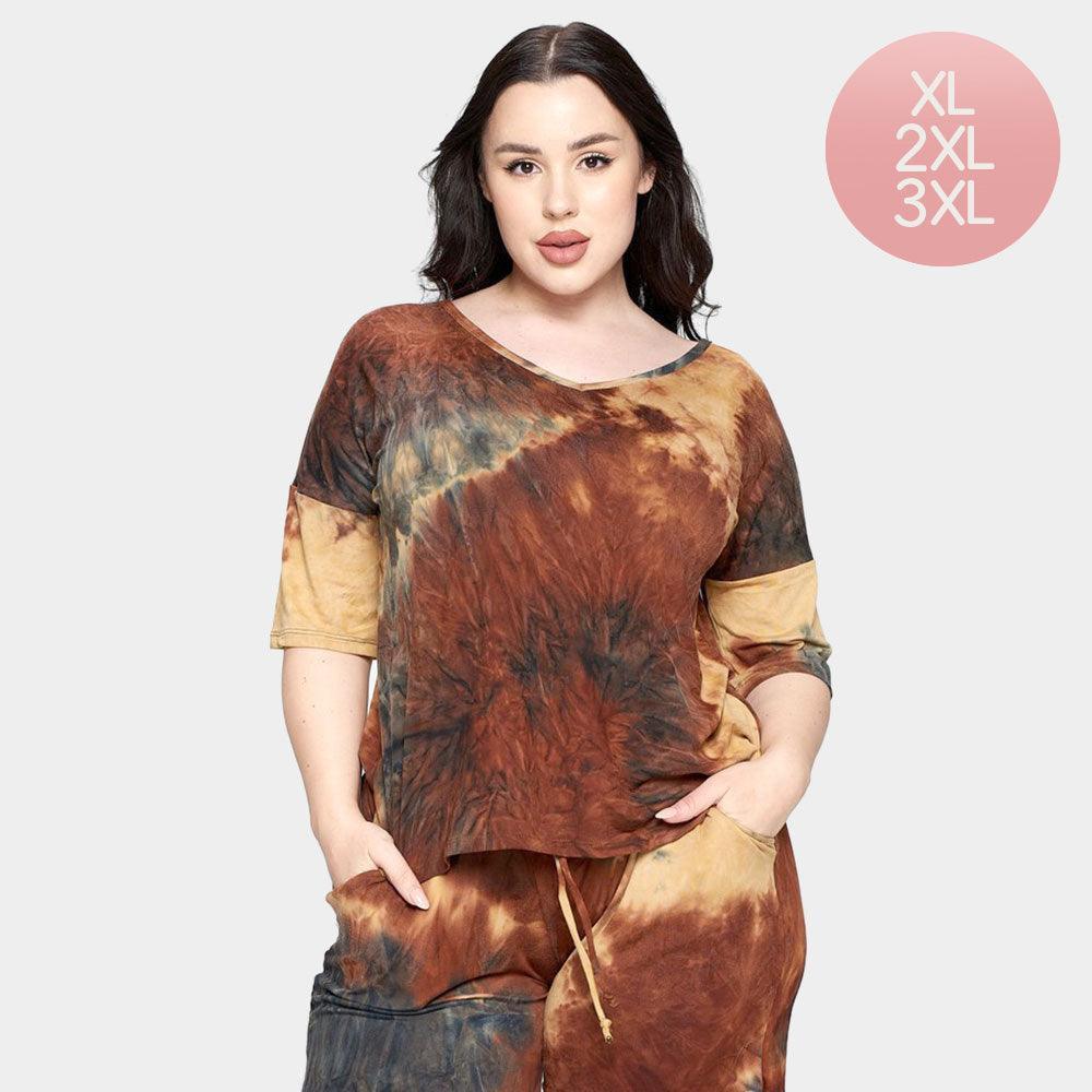 Charcoal Tie Dye Print Dropped Shoulder T-Shirts
