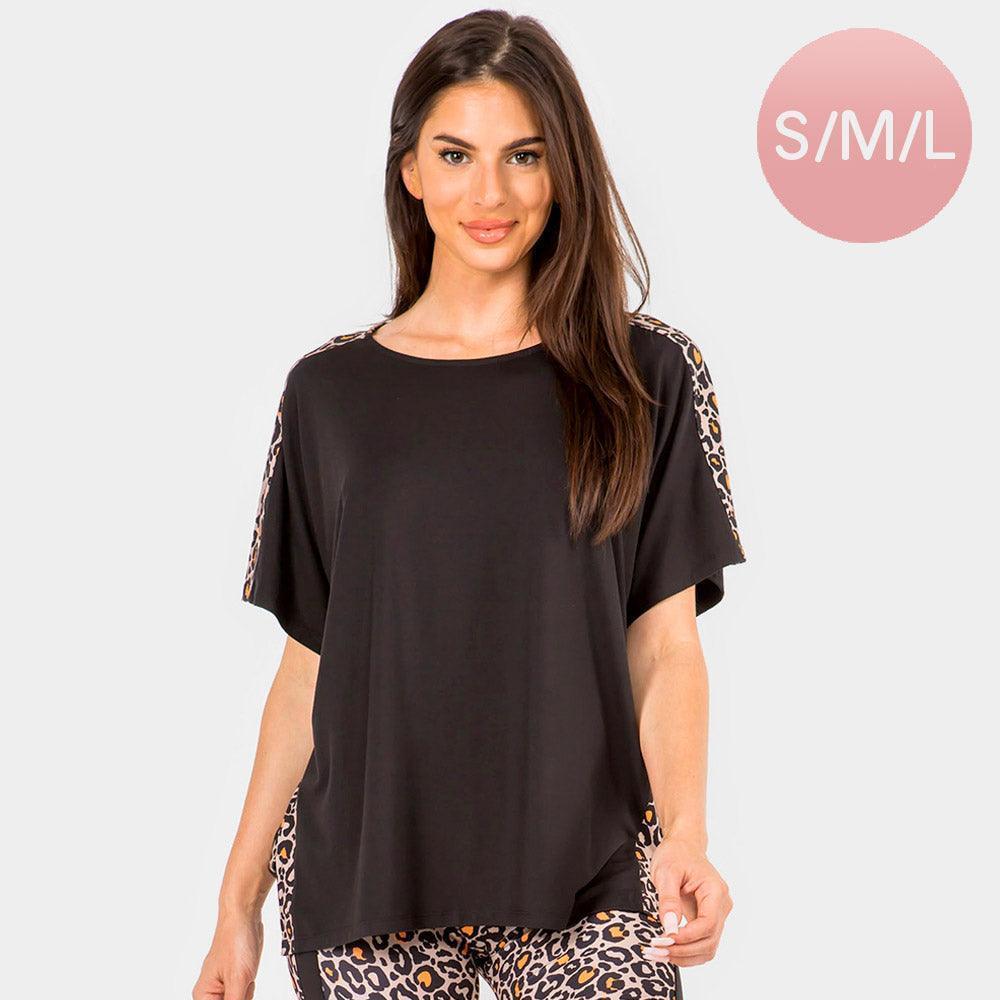 Camel Leopard Patterned Loungewear Top