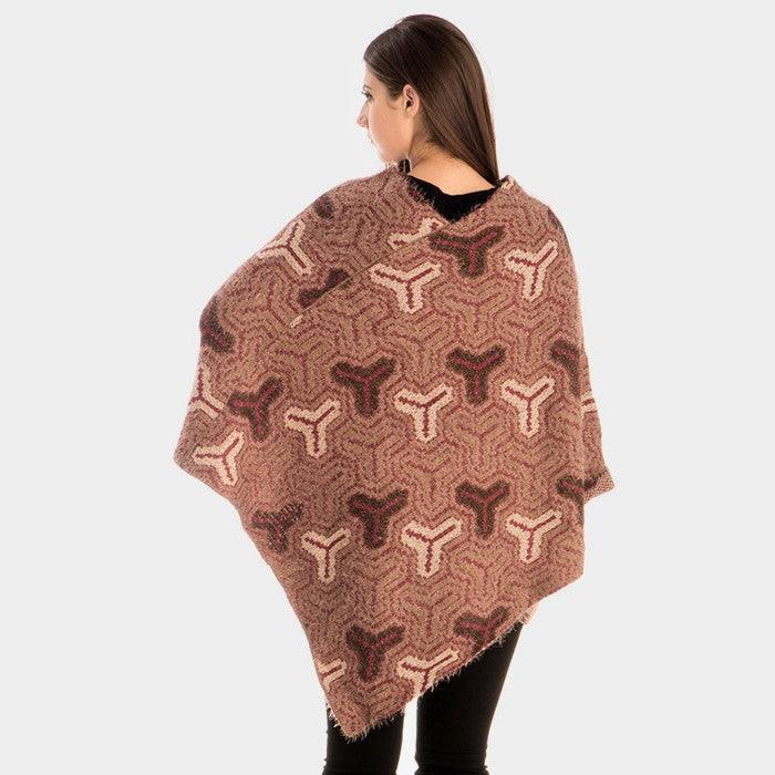 Red Patterned V-Neck Poncho - Jewelry Store by Erik Rayo
