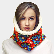 Load image into Gallery viewer, Red 
Colorful Pattern Soft Sherpa Infinity Scarf
