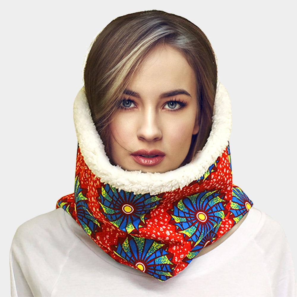 Red 
Colorful Pattern Soft Sherpa Infinity Scarf