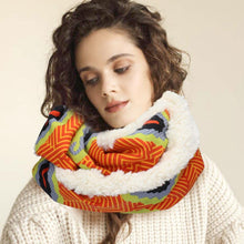 Load image into Gallery viewer, Orange Colorful Pattern Soft Sherpa Infinity Scarf
