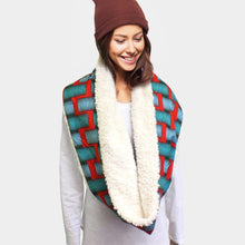 Load image into Gallery viewer, Red Colorful Pattern Soft Sherpa Infinity Scarf
