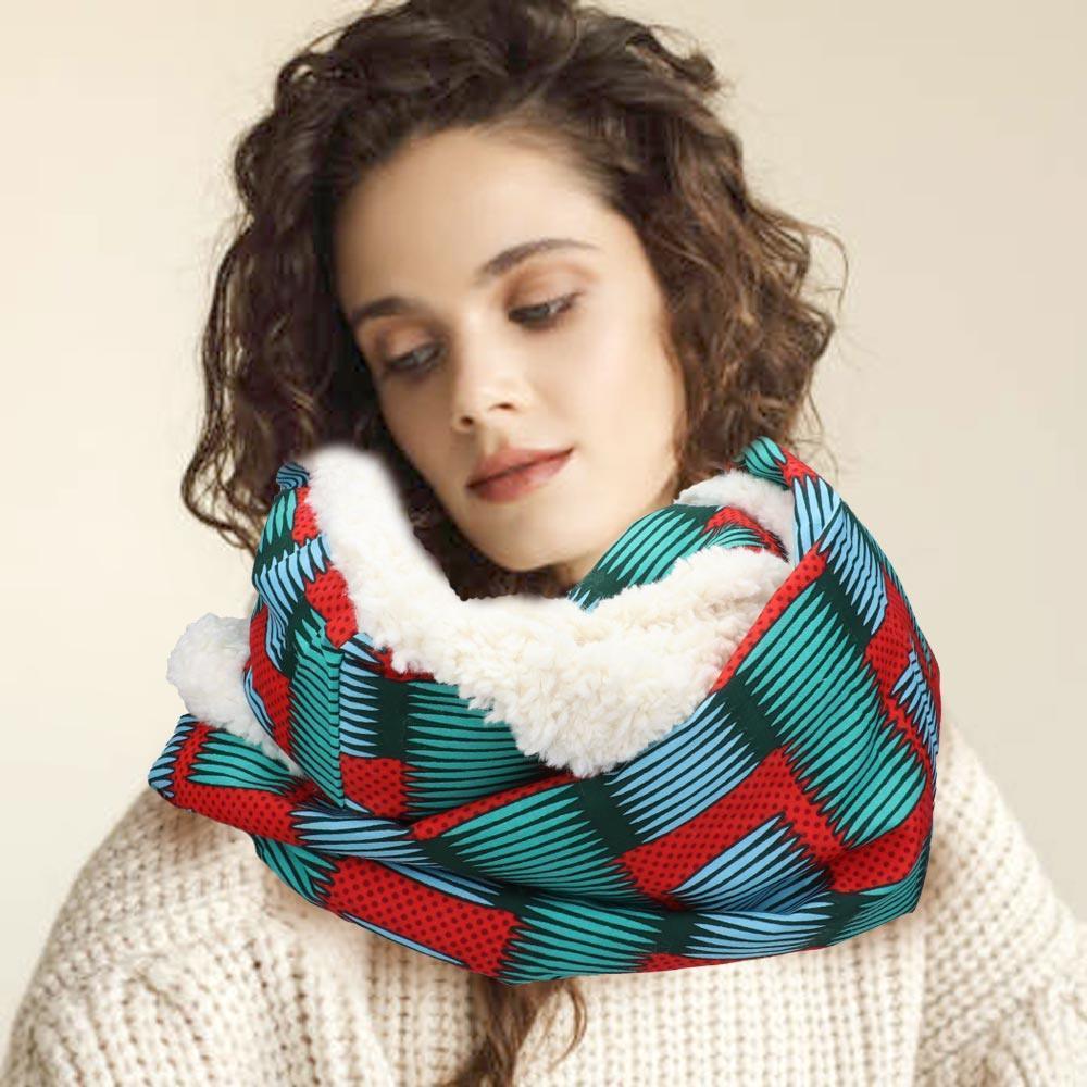 Red Colorful Pattern Soft Sherpa Infinity Scarf - Jewelry Store by Erik Rayo
