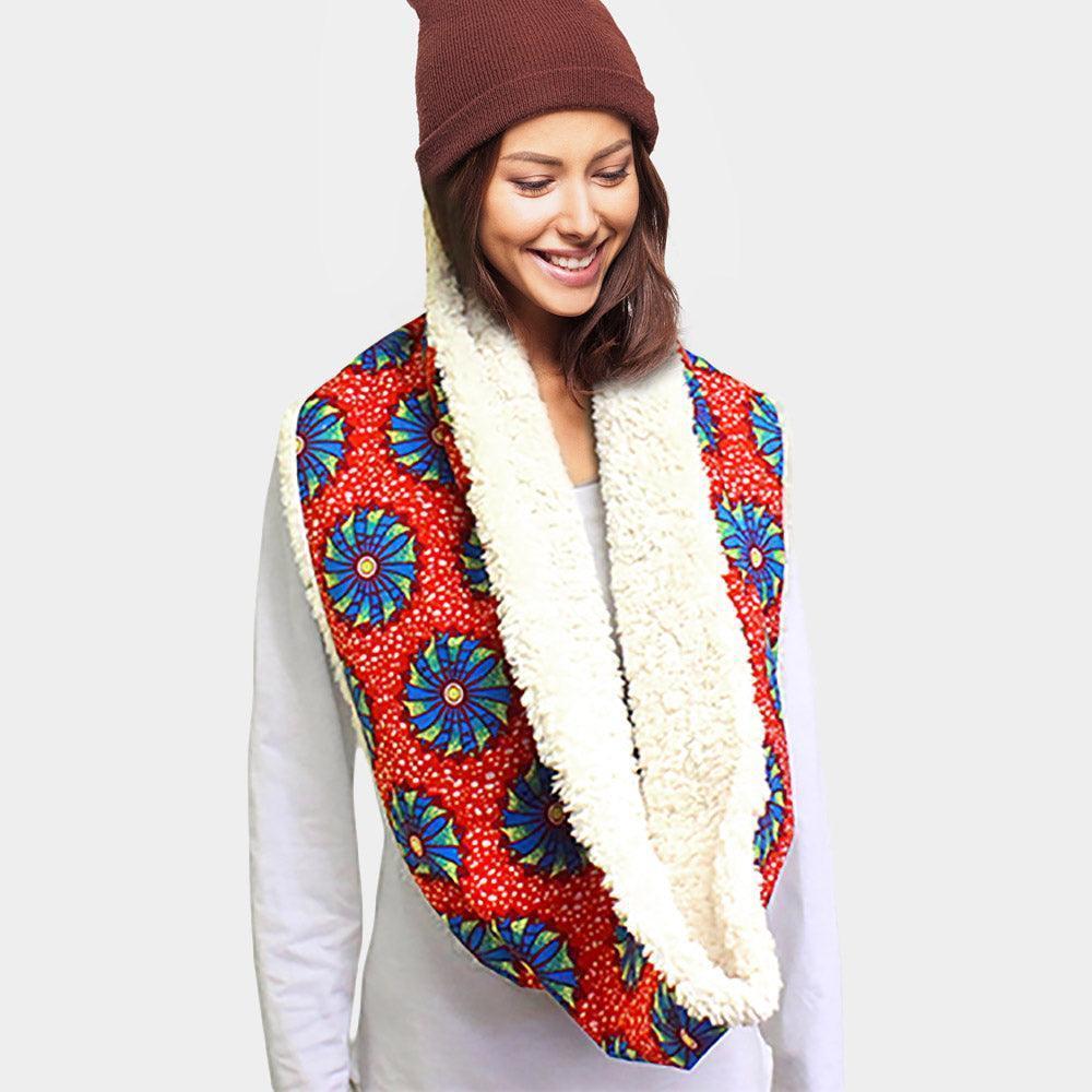 Brown Colorful Pattern Soft Sherpa Infinity Scarf - Jewelry Store by Erik Rayo