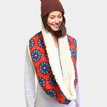 Load image into Gallery viewer, Brown Colorful Pattern Soft Sherpa Infinity Scarf
