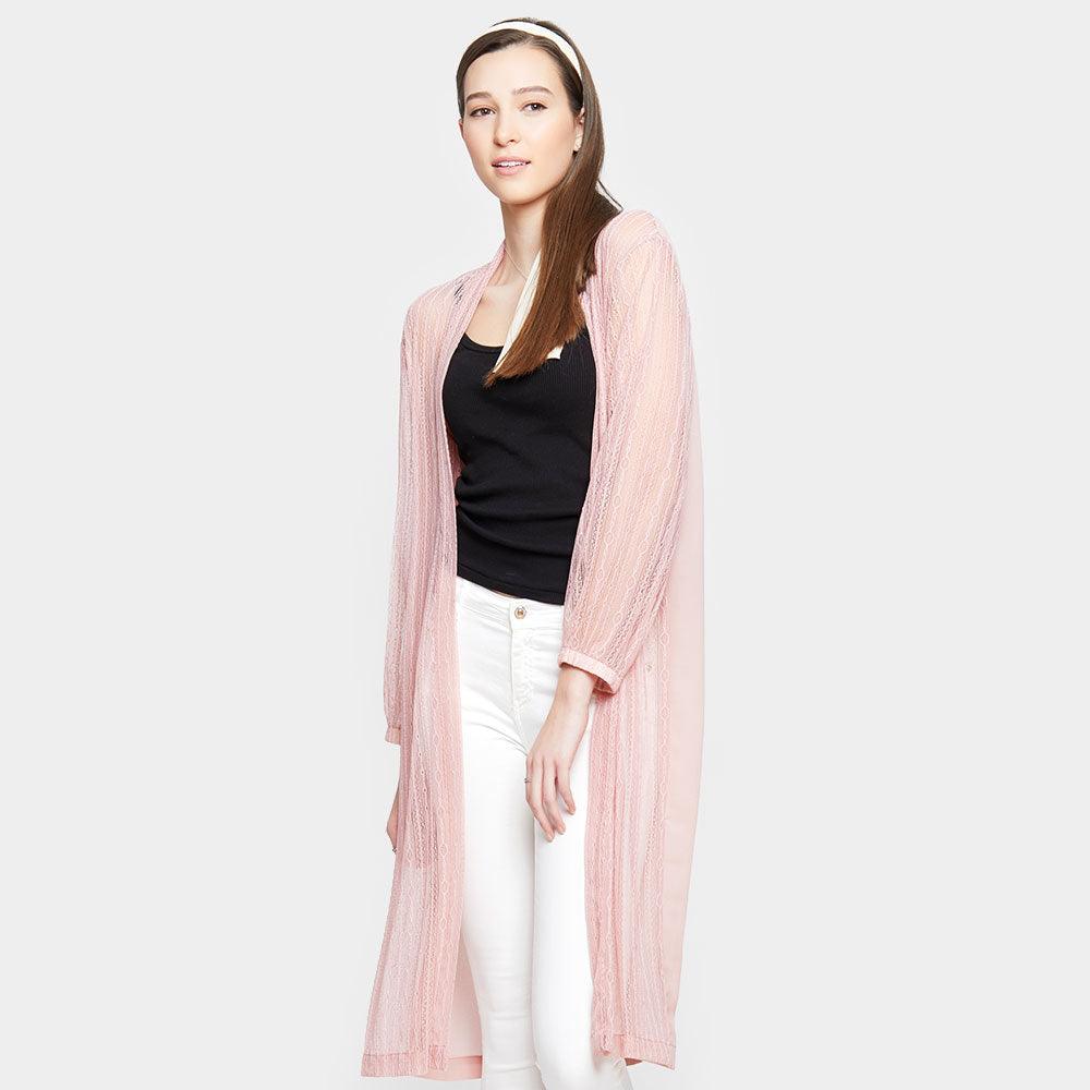 Pink Laced Long Sleeve Poncho