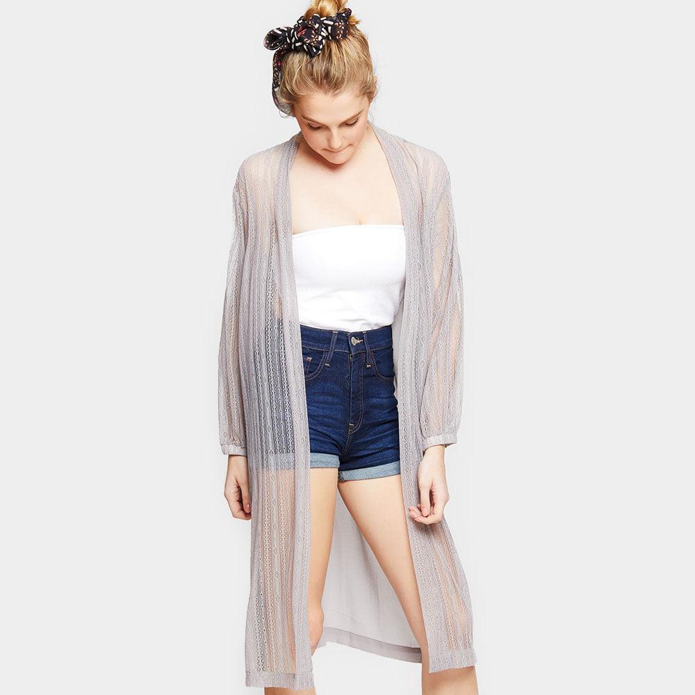 Gray Laced Long Sleeve Poncho - Jewelry Store by Erik Rayo