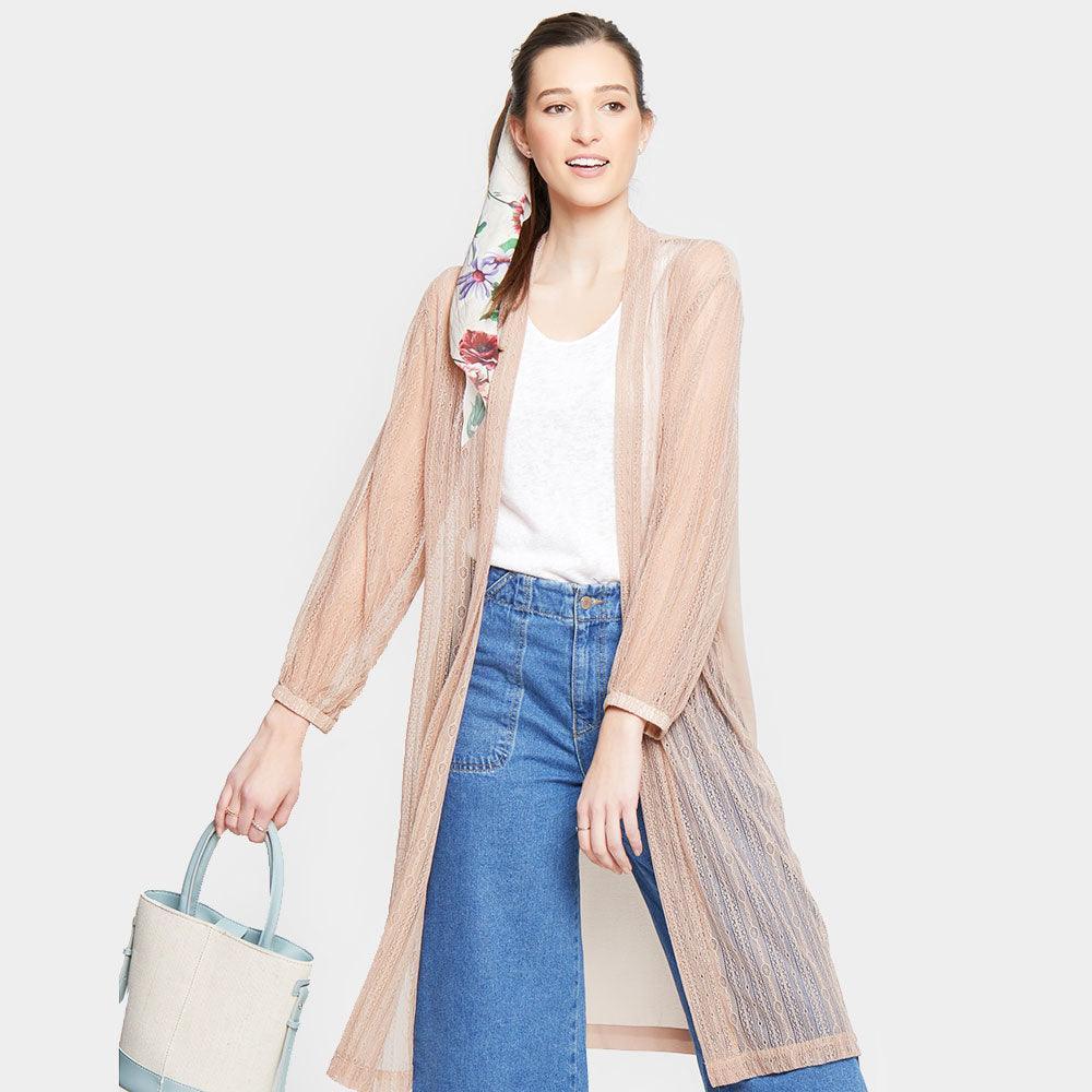 Taupe Laced Long Sleeve Poncho - Jewelry Store by Erik Rayo