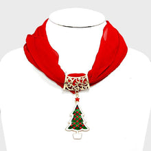 Load image into Gallery viewer, Gold Christmas Tree Scarf Ring
