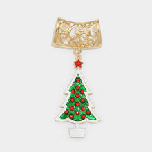 Load image into Gallery viewer, Gold Christmas Tree Scarf Ring
