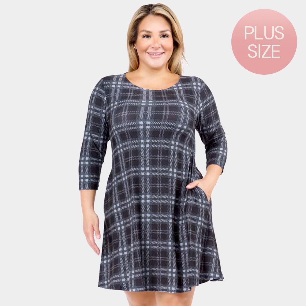 Black Plaid Check Pinafore A Line Swing Dress - Jewelry Store by Erik Rayo