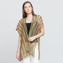 Load image into Gallery viewer, Colorful Striped Cover Up Kimono Poncho
