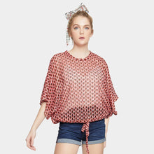 Load image into Gallery viewer, Pink Fish Net Tie Top
