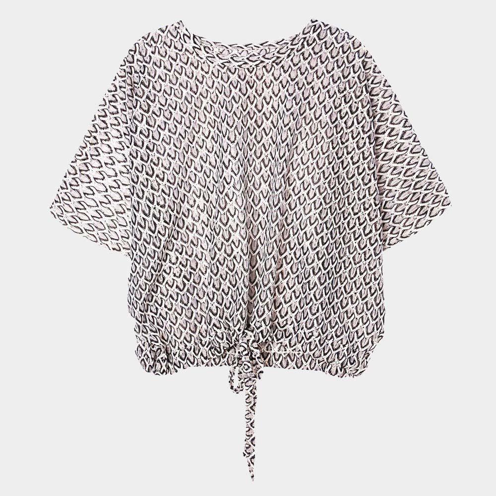 White Fish Net Tie Top