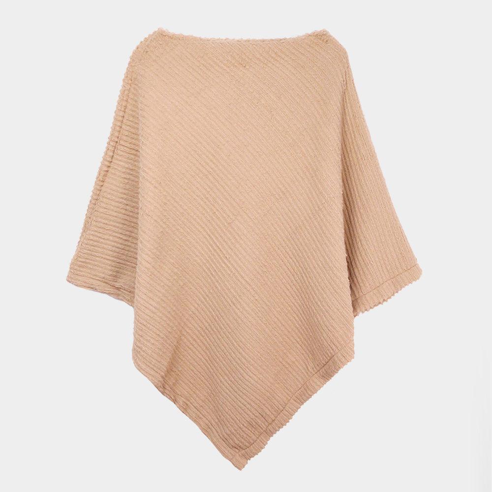 Taupe Ribbed Faux Fur Poncho - Jewelry Store by Erik Rayo