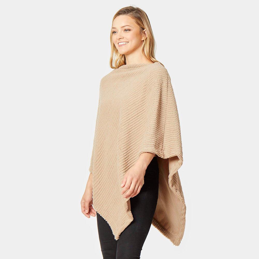 Taupe Ribbed Faux Fur Poncho - Jewelry Store by Erik Rayo