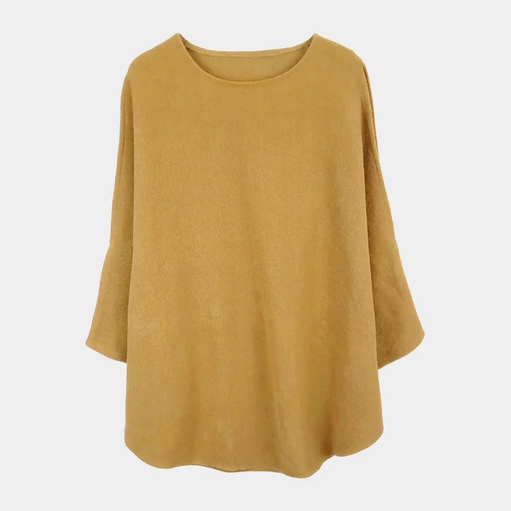 Beige Open Shoulder Solid Poncho - Jewelry Store by Erik Rayo