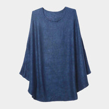 Load image into Gallery viewer, Blue Open Shoulder Solid Poncho
